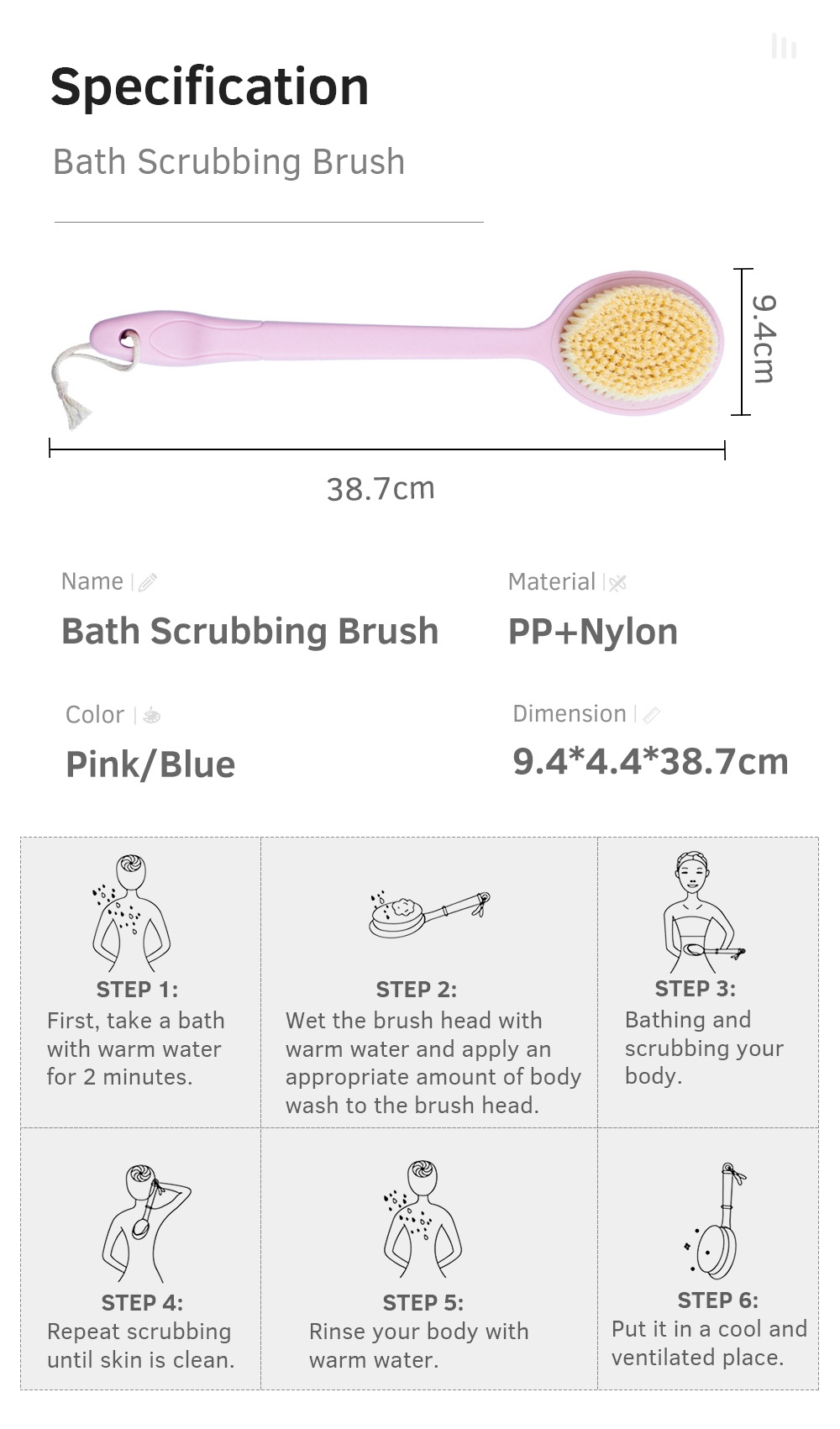 Long Handle Bath Brush-8